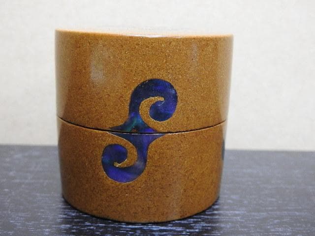 螺鈿蝦夷文棗　大谷歓致　共箱　MA39