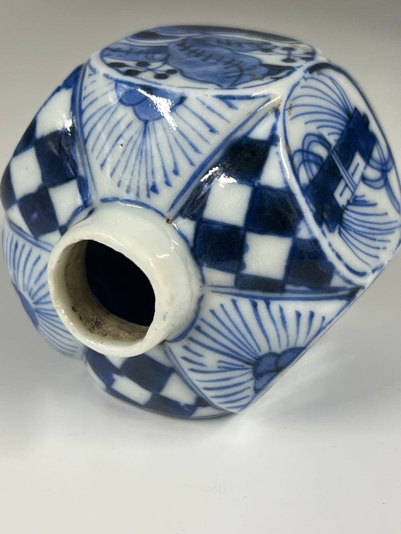 中国古美術　清朝　染付六角壺