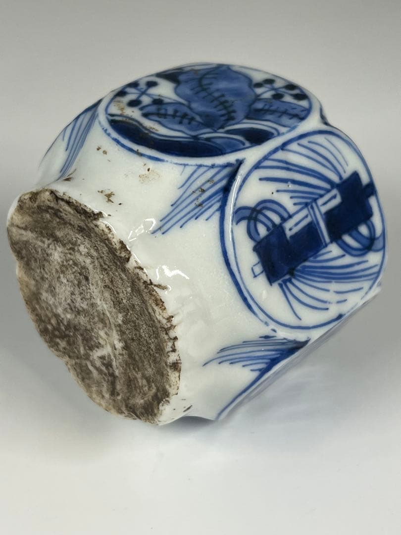 中国古美術　清朝　染付六角壺