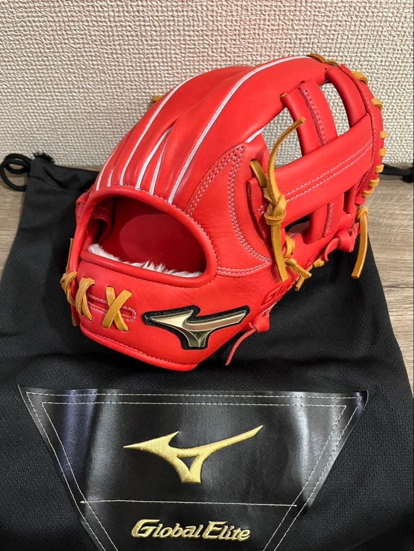 ミズノ グローバルエリート 軟式グローブ 赤 Global Elite 内野