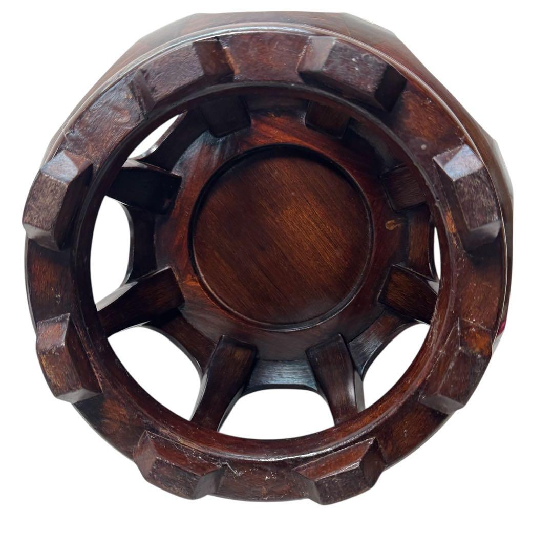 花梨 無垢 螺鈿細工 花鳥文 スツール/椅子 飾り台/花台/香炉台 唐木