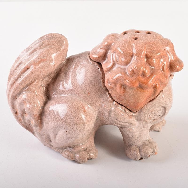 茶道具　楽焼　白楽獅子香炉　V　R7840