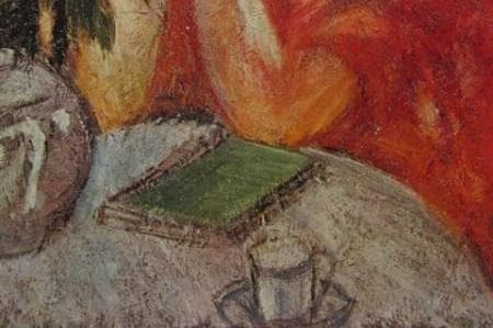 藤島武二、「紫陽花」、希少な画集の額装画、オーダーマット付・日本製新品額入り