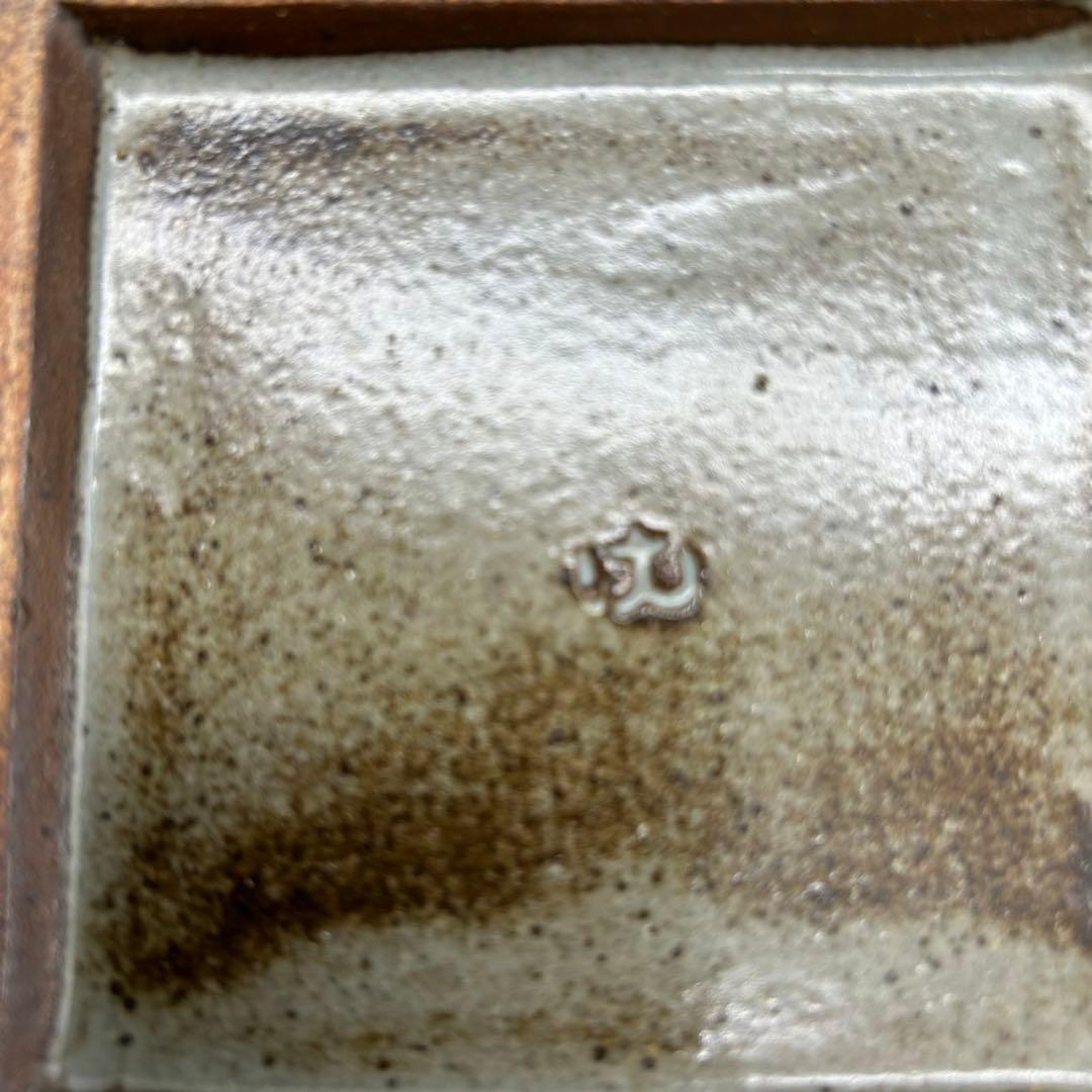 【松崎　健　呉須釉　白金彩角皿】 共箱　骨董　アンティーク　インテリア