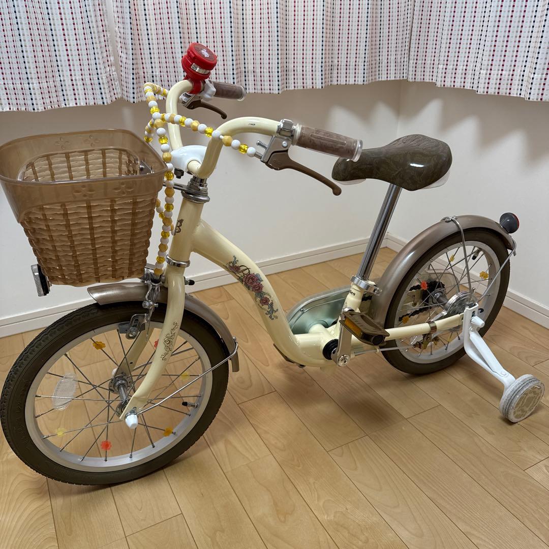 ラプンシェル　自転車　プリンセス　美女と野獣　ベル　16インチ　補助輪あり