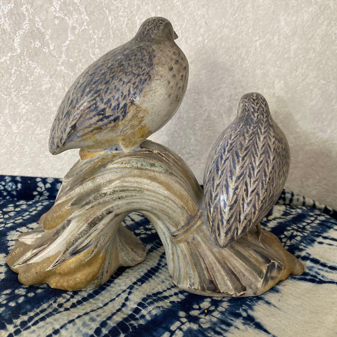 真葛香山　鳥　置物