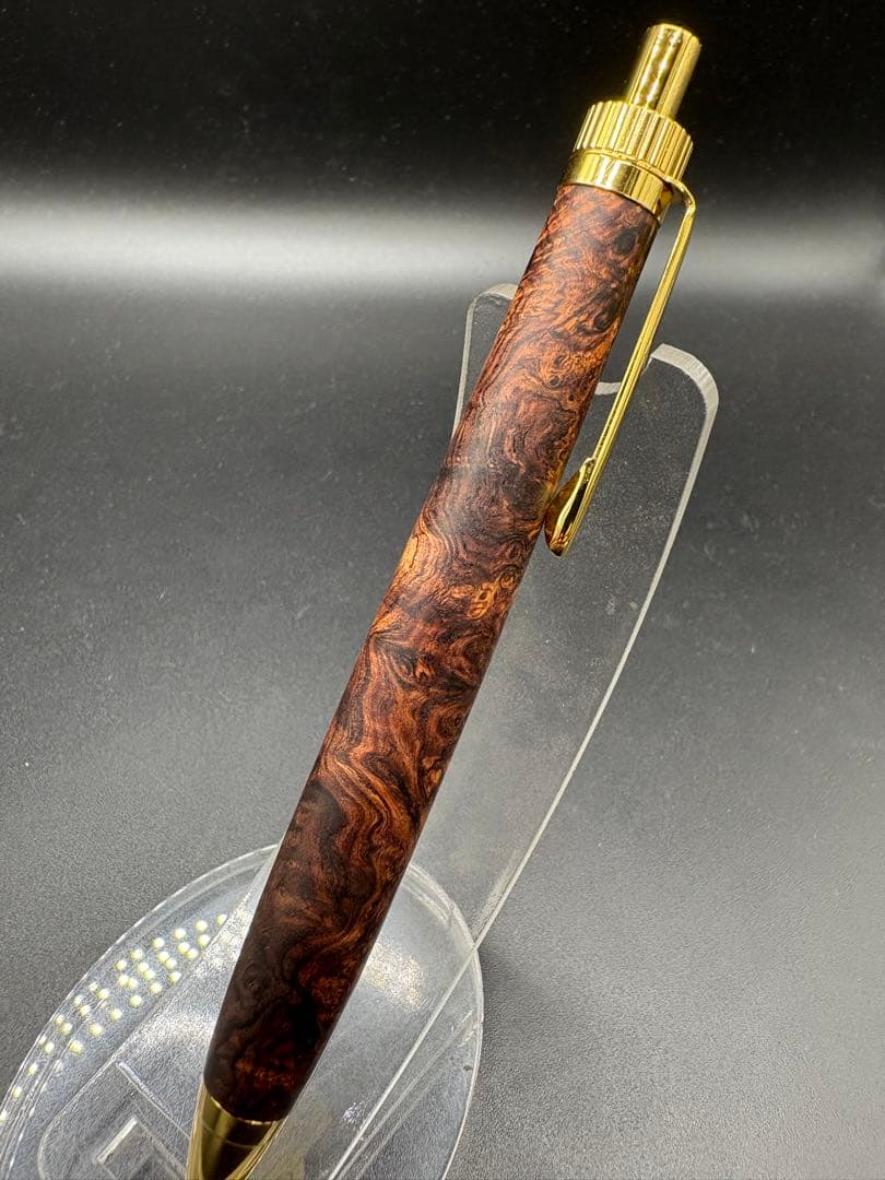 489 超極上　ホンジュラスローズウッド　瘤杢　木軸シャーペン　ボールペン