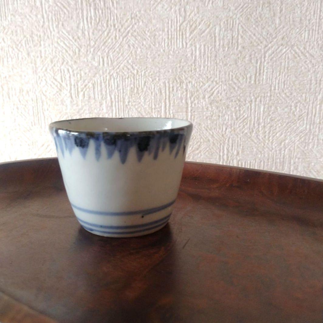 古伊万里染付雨降り文猪口江戸時代