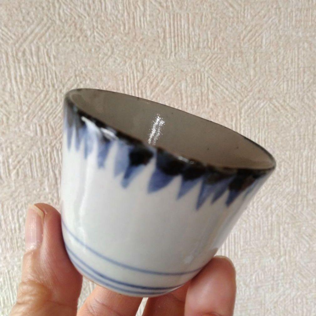 古伊万里染付雨降り文猪口江戸時代