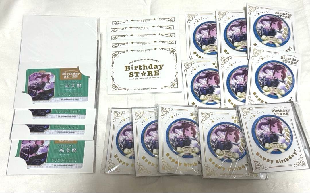 三船美優　アニカフェ　アニメイト　バースデー　Birthd@y　缶バッジ　カード