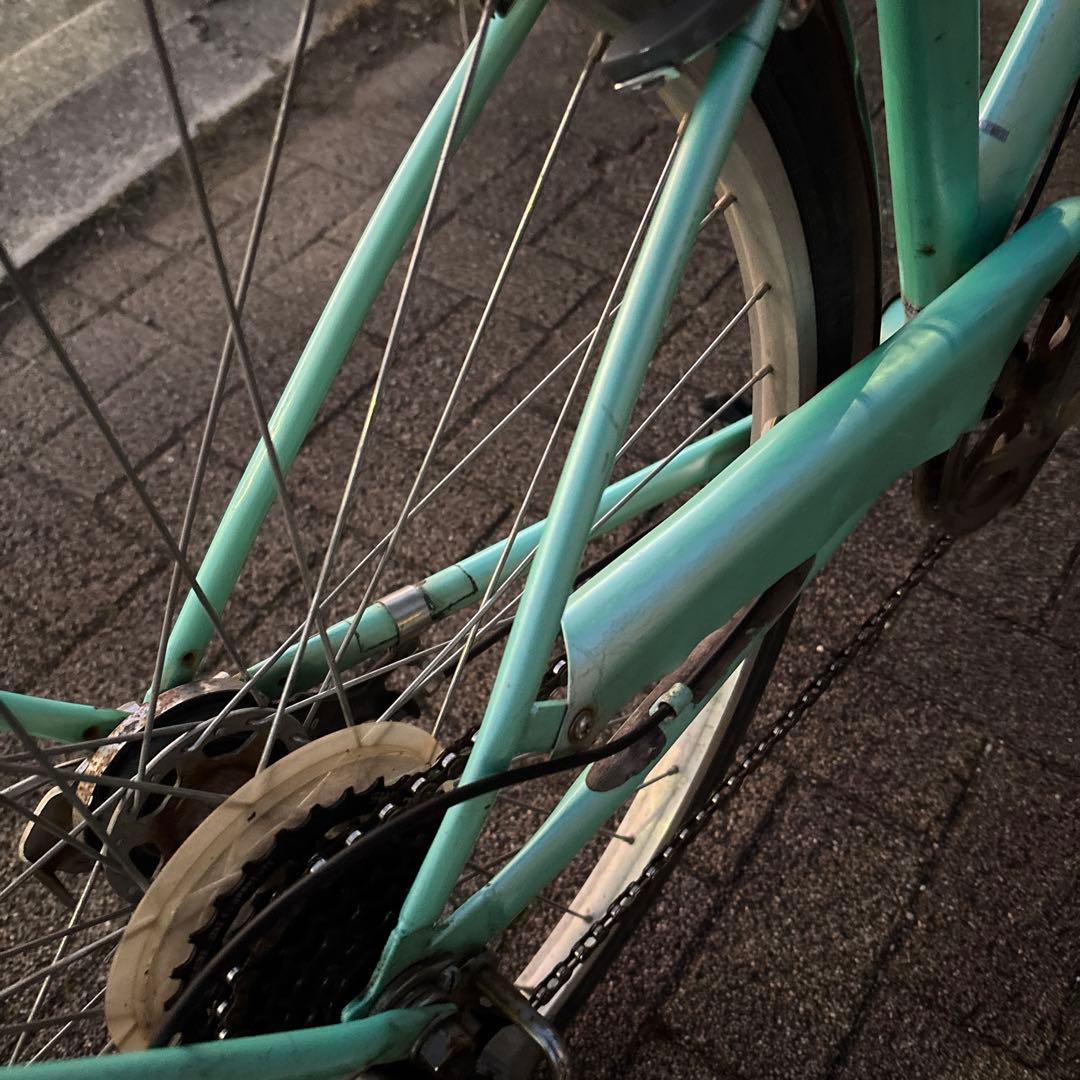 【直接の引き渡し】26インチミントグリーン 前面バスケット付き