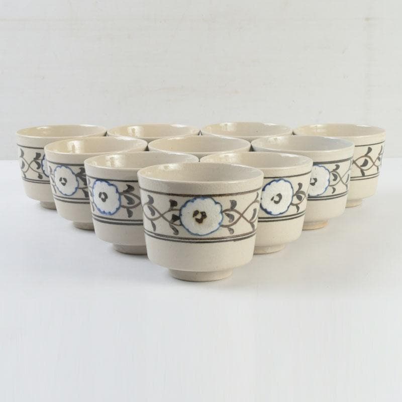 和食器　茶懐石　粟田焼　染付　仁清写菊唐草文　向付　十客　時代箱　V　9296