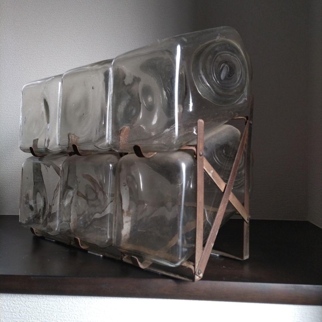 アンティークガラス瓶 駄菓子屋さん６連陳列ケース