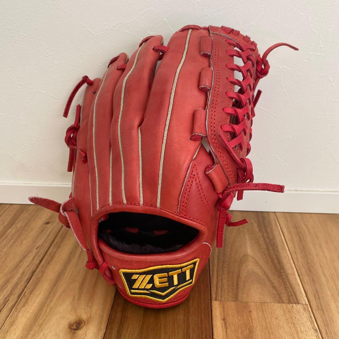 ZETT 軟式　野球　グローブ　赤　大人用