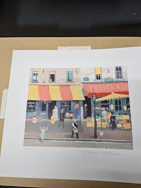 Ｙ【中古品】ミッシェル・ドラクロワ シルクスクリーン「パリ・コメルス通り」