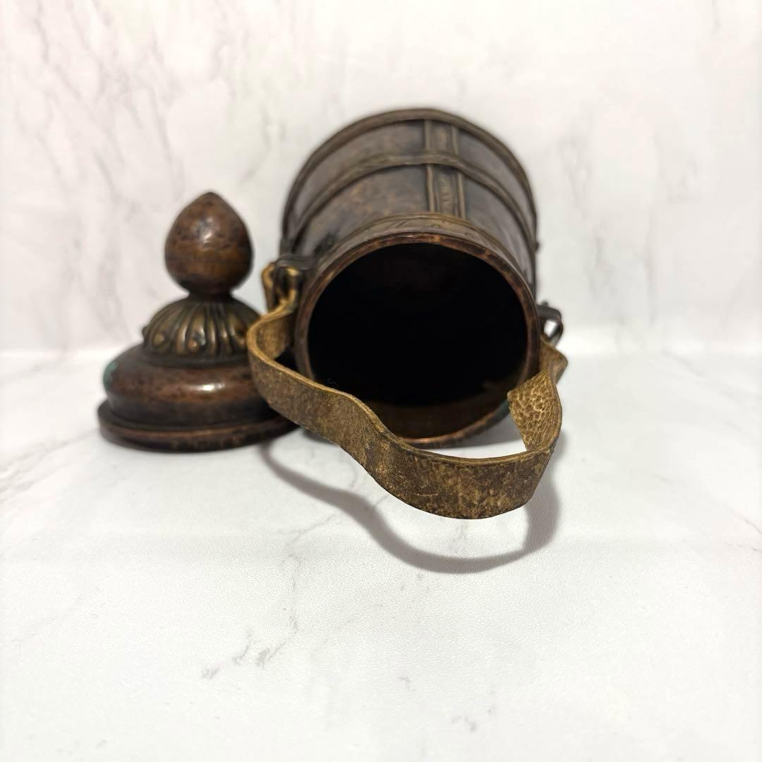 アンティーク調 チベット風 ヤクバターポット 吊り下げ インテリア