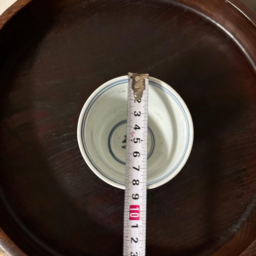 古伊万里蕎麦猪口大きめ猪口1点 江戸幾何学文　アンティーク　骨董白磁　検:李朝