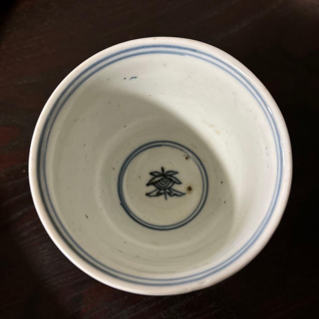 古伊万里蕎麦猪口大きめ猪口1点 江戸幾何学文　アンティーク　骨董白磁　検:李朝