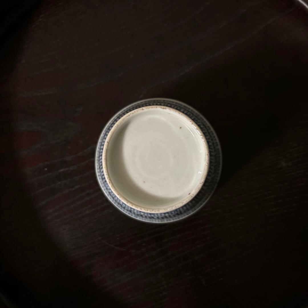 古伊万里蕎麦猪口大きめ猪口1点 江戸幾何学文　アンティーク　骨董白磁　検:李朝