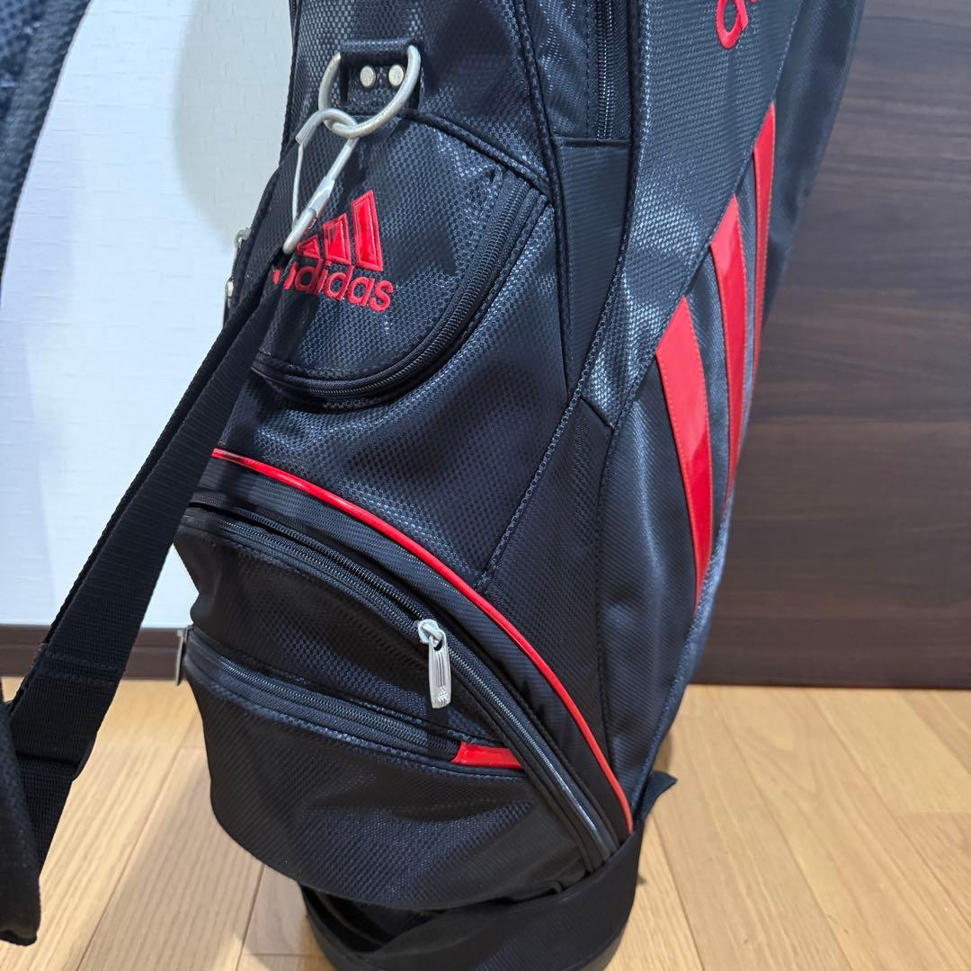 adidas キャディバッグ 黒/赤 ストライプ