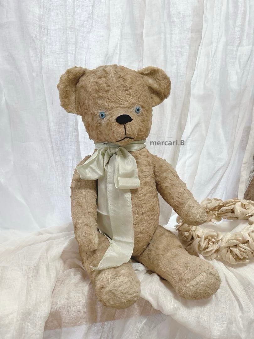 アンティーク　ヴィンテージ　テディベア　ぬいぐるみ　フランス　ブルーアイ