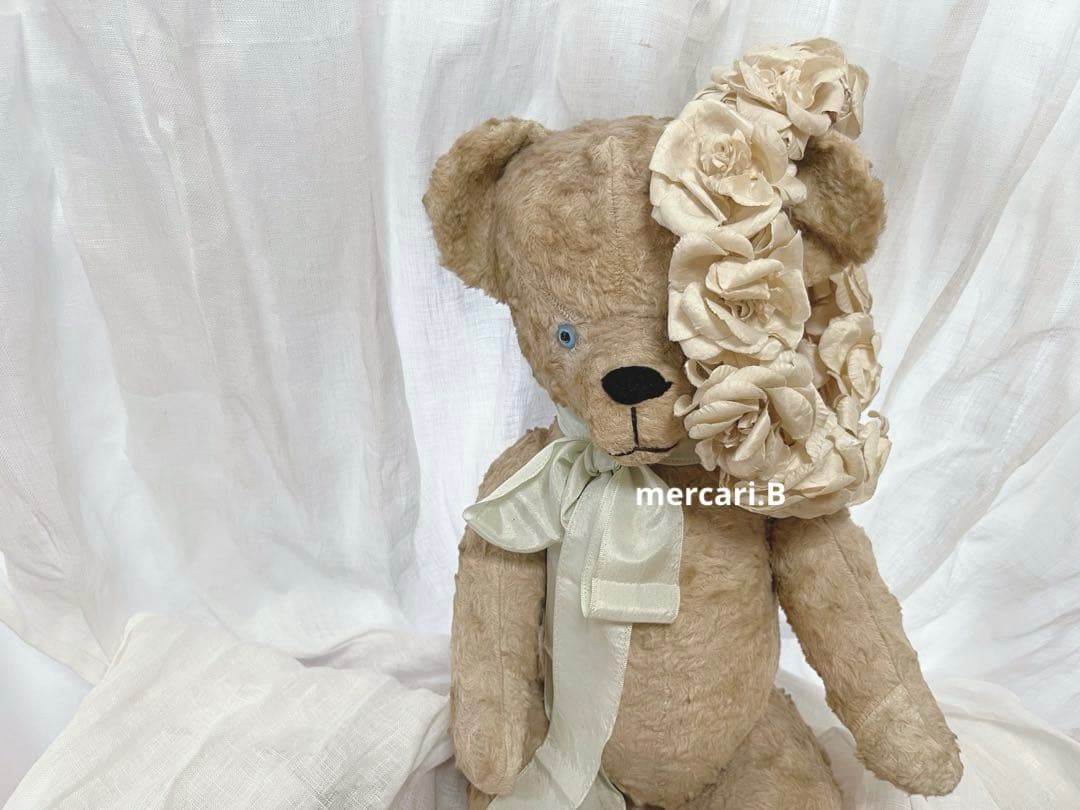 アンティーク　ヴィンテージ　テディベア　ぬいぐるみ　フランス　ブルーアイ