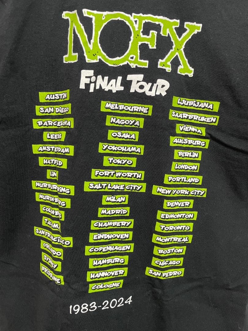NOFX　Final TourのオフィシャルTシャツ　サイズM