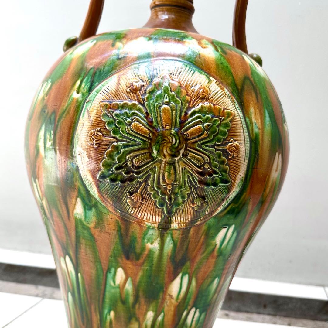 唐三彩 壺 双耳 唐物 装飾 中国美術 中国古玩 骨董