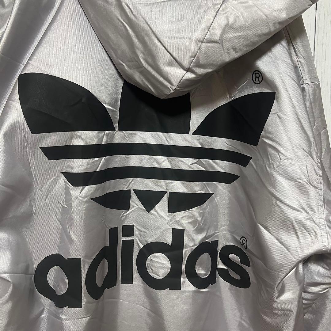 90s adidas アディダス ベンチコート ロング 裏ボア シルバー L