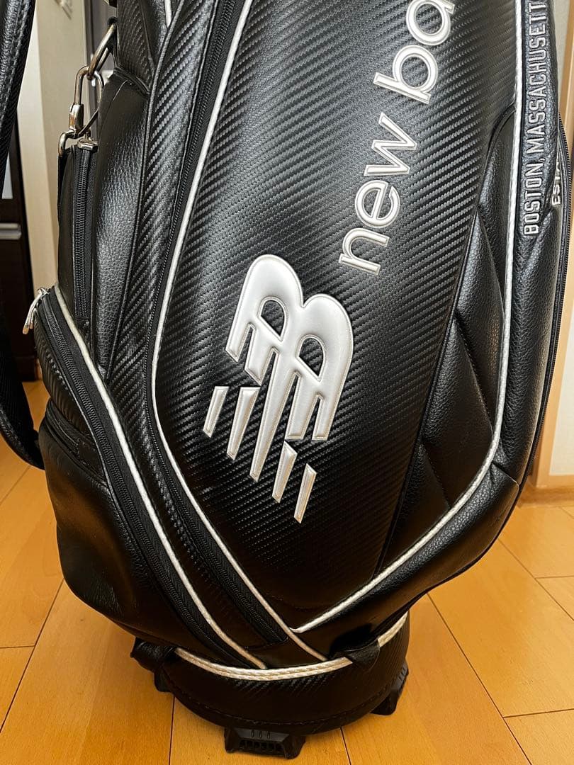 良品　人気ニューバランスゴルフ 9.0型 カート型キャディバッグ 　レザー調　黒