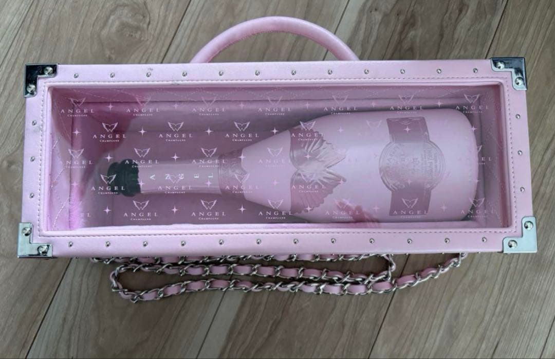 【空箱空瓶】エンジェル シャンパン　パープル レザータイプ　レザーピンク　セット
