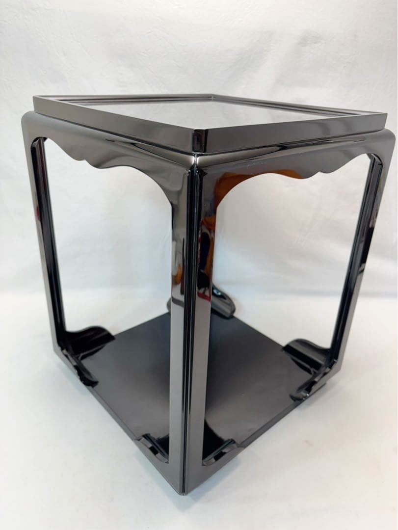 美品 茶道具 木製黒真塗 高麗卓 煎茶道具 茶棚 棚 置棚 水指棚 共箱