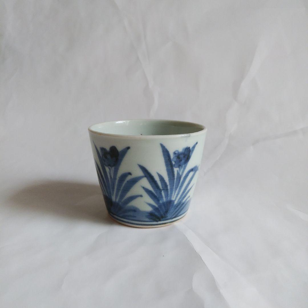 初期 古伊万里 染付 並び水仙文蕎麦猪口 美品 そば猪口 期間限定出品