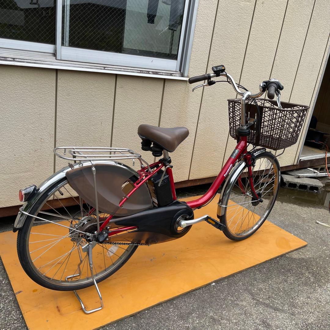電動アシスト自転車 赤 シティタイプ バスケット付き 24インチ