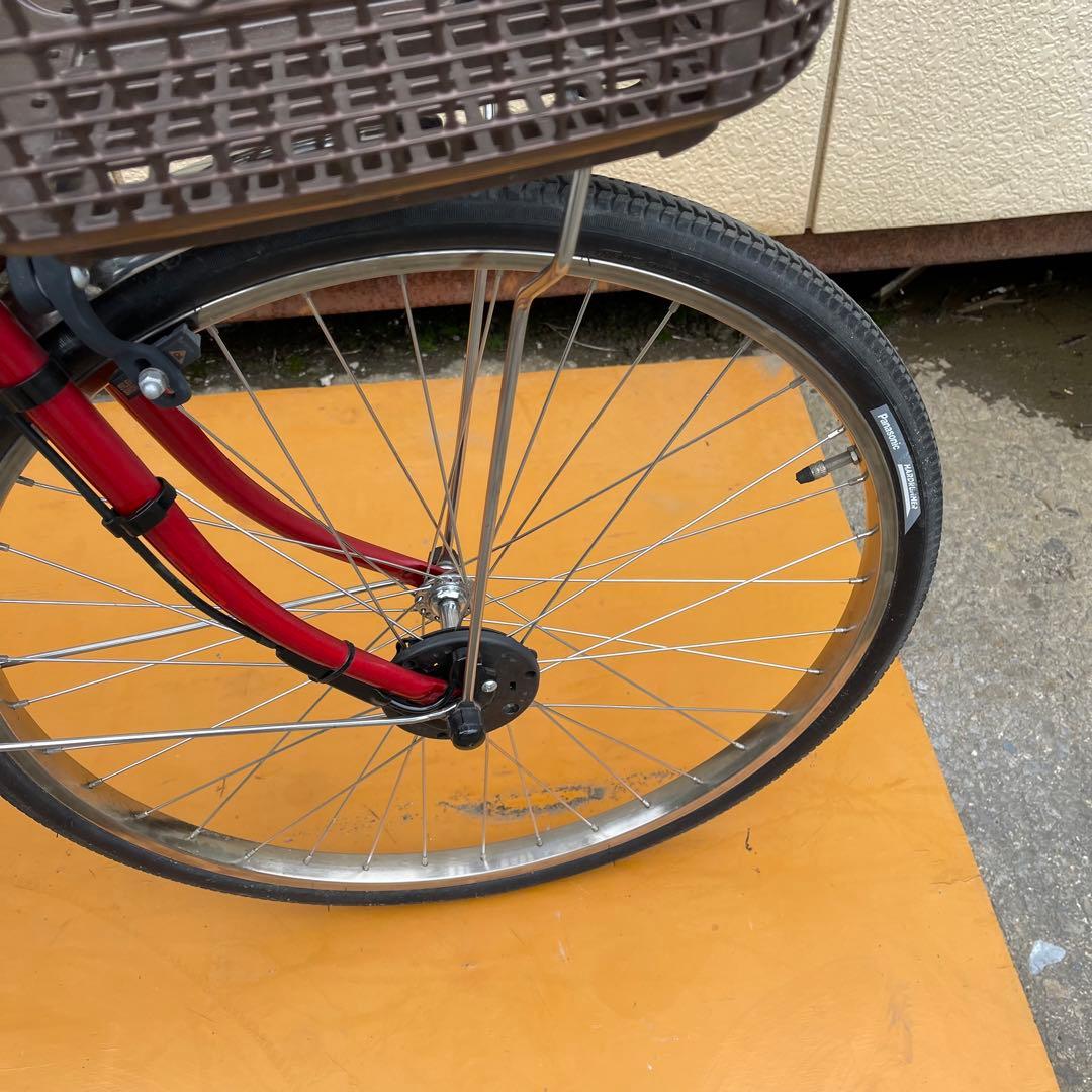 電動アシスト自転車 赤 シティタイプ バスケット付き 24インチ