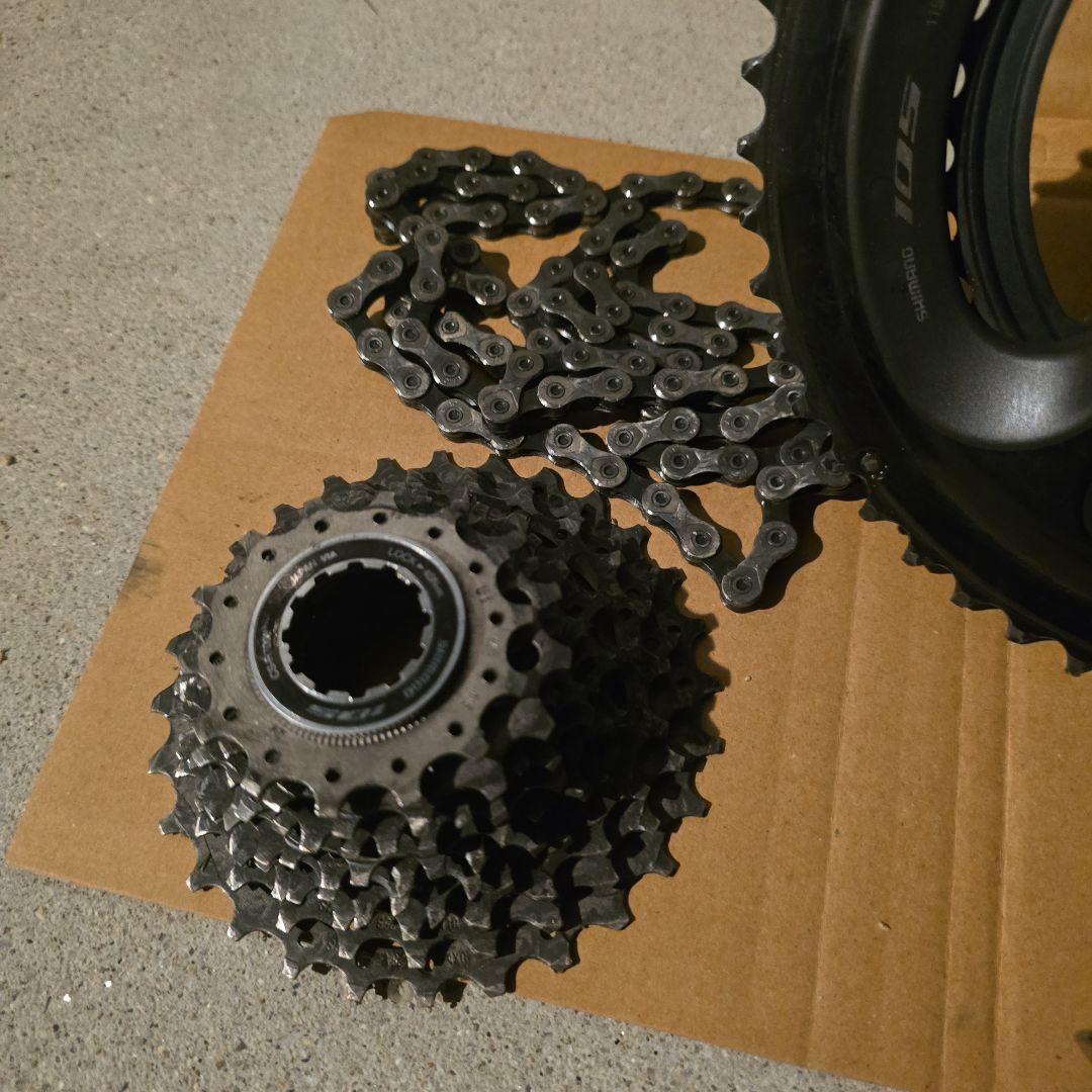 シマノ 105 シフター 黒 チェーン・カセット付き