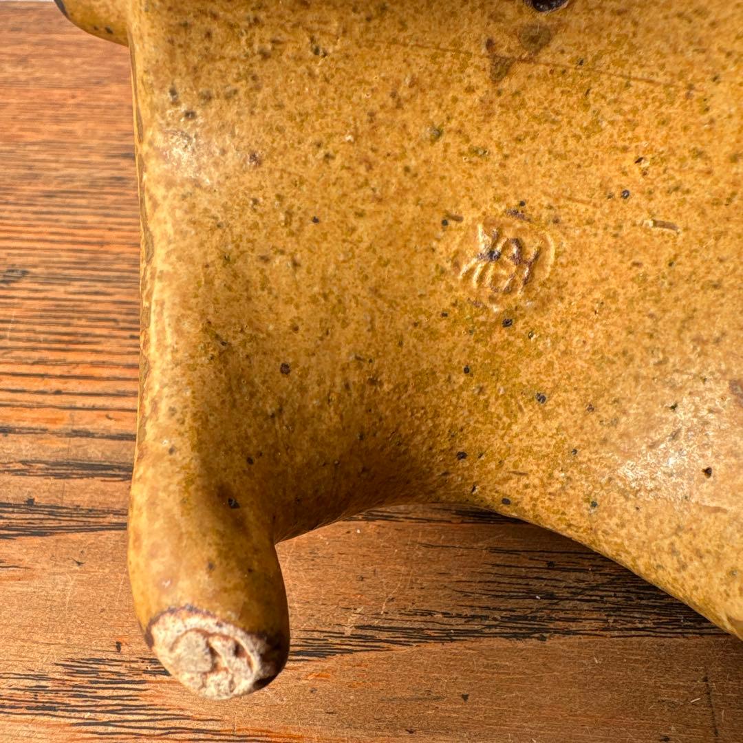 陶芸 太った茶色の虎猫 トラ猫 作家物 短尾 ぼんぼりシッポ 在銘