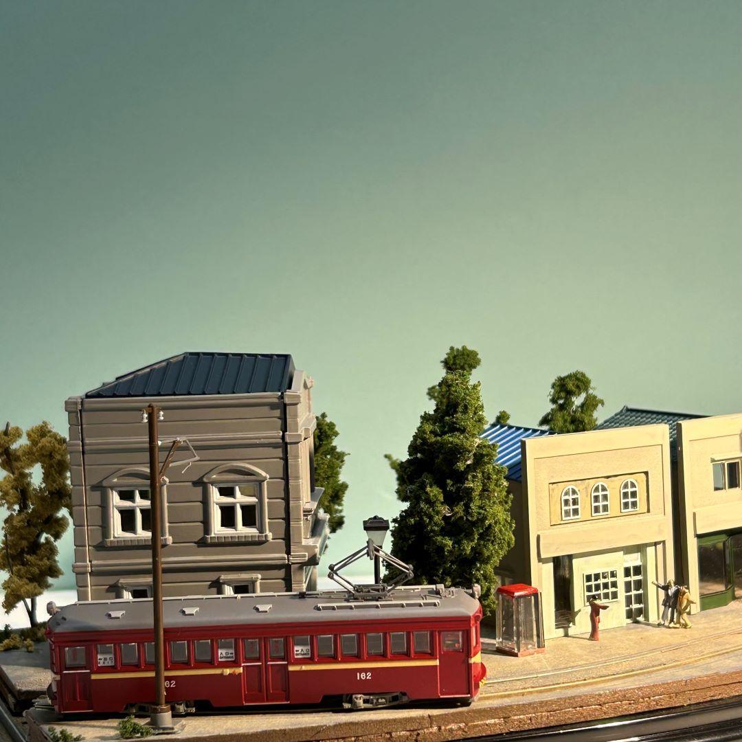 函館市電末広町界隈　市電の走る街　 鉄道ジオラマ　Nゲージ 展示台