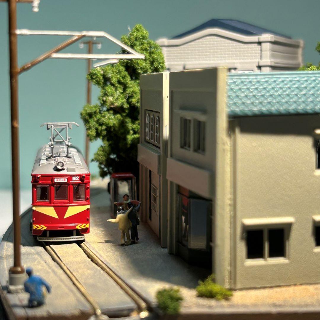 函館市電末広町界隈　市電の走る街　 鉄道ジオラマ　Nゲージ 展示台