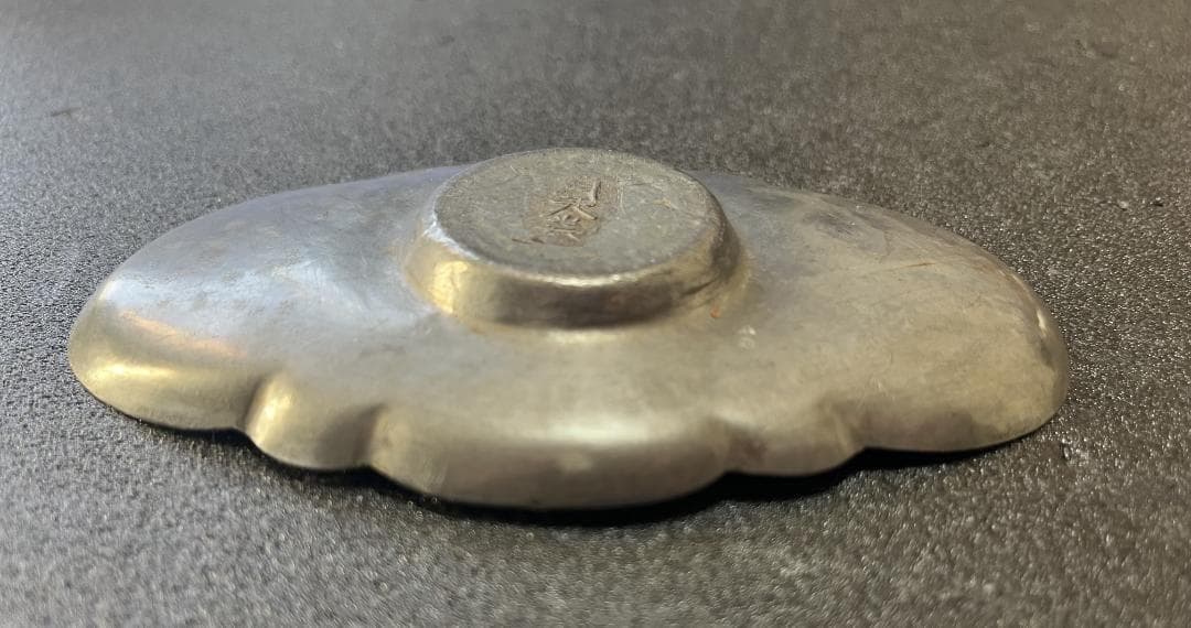 中国美術 古錫　茶托 五客　総重339g 錫 刻花卉寿字紋茶托・托子 煎茶道具