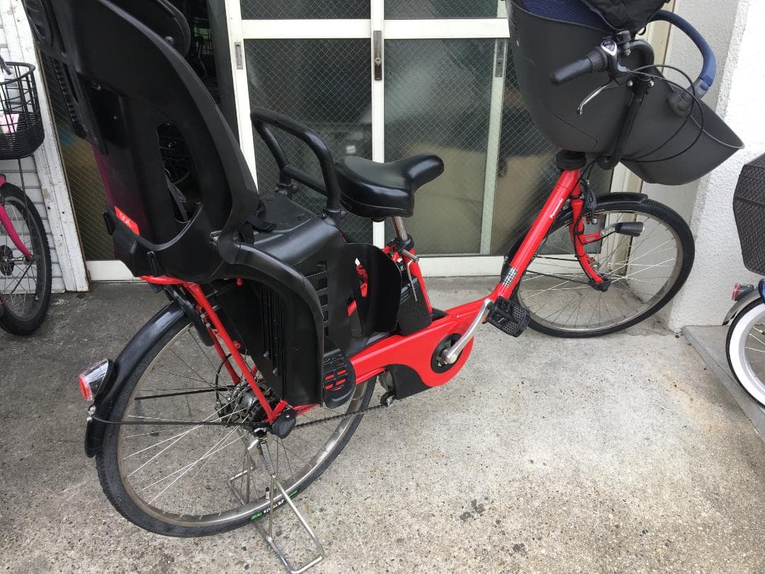 地域限定送料無料　ギュット　三人乗り　子供乗せ　16AH　赤　神戸市　電動自転車