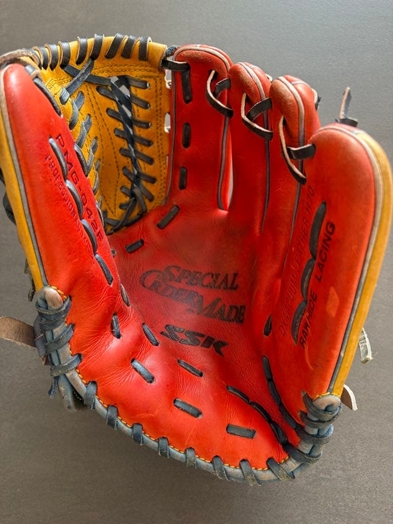 硬式野球グローブ 内野手用オレンジ イエロー