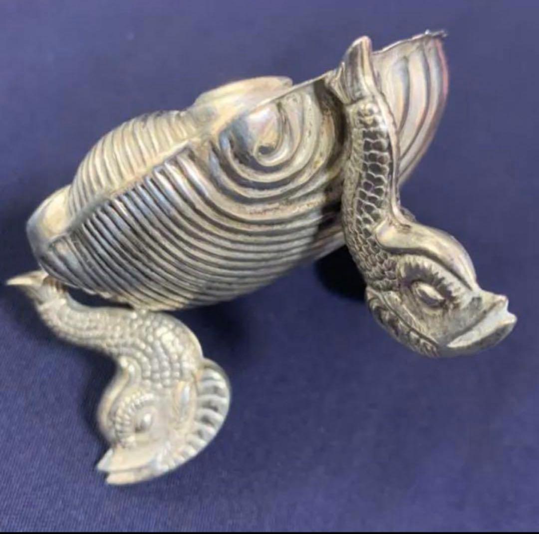 純銀製 アンティーク 小物入 貝形魚足 アクセサリー入れ 925 1930年代