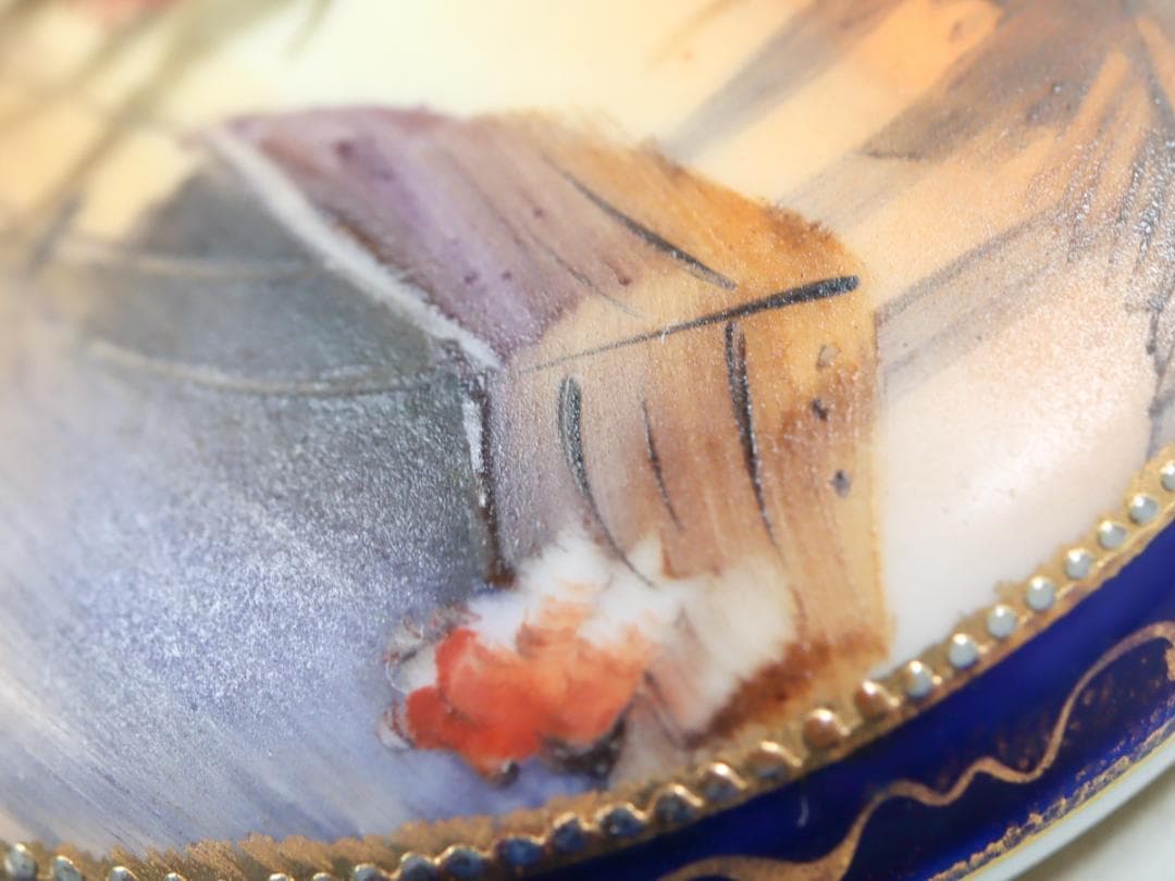 オールドノリタケ 金盛上砂漠風景 トリンケットボックス 蓋物 小物入