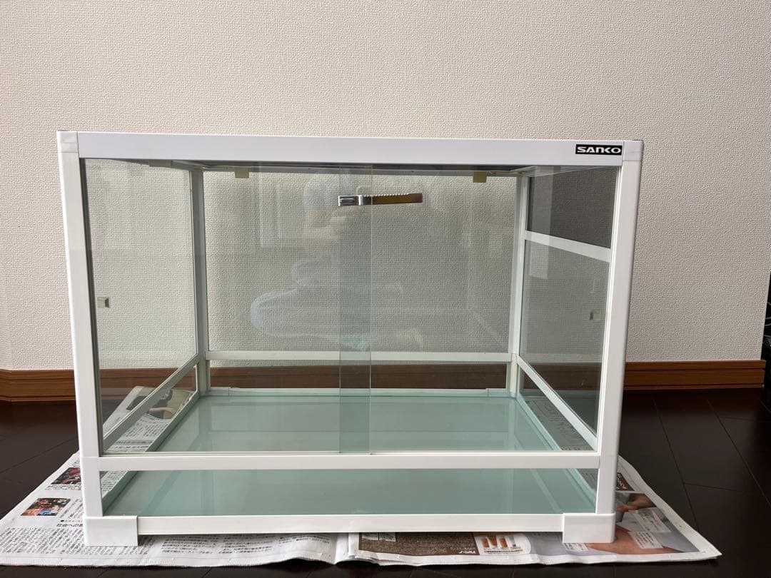 SANKO ガラスケージ 中型 ホワイト60.5×45.5×45.2