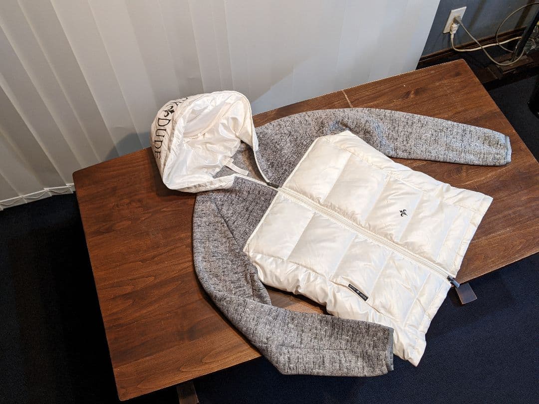 ロックデュード　ダウンジャケット　異素材　ニット　パーカー　ゴルフ　ウェア　白