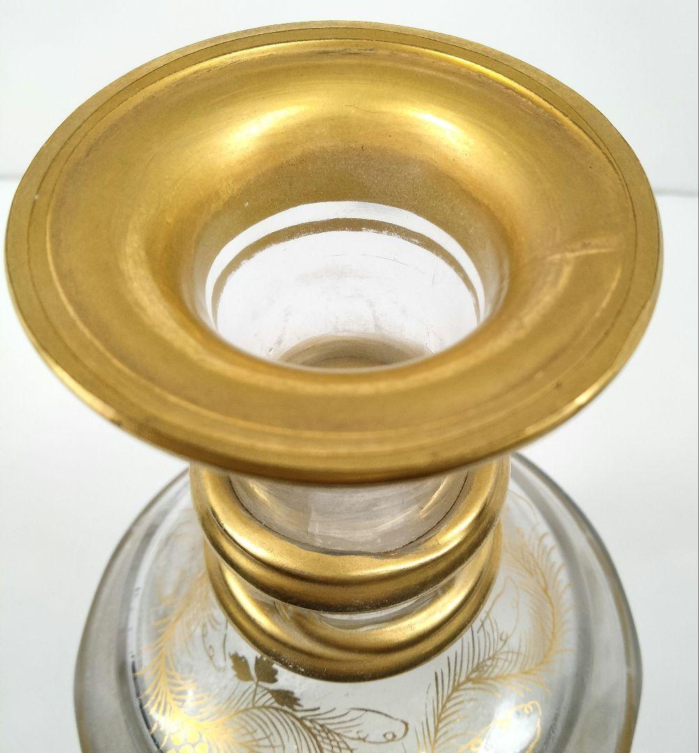 K158 オールドバカラ ガラス金絵 水次 デキャンタ 高さ38㎝ 木箱付