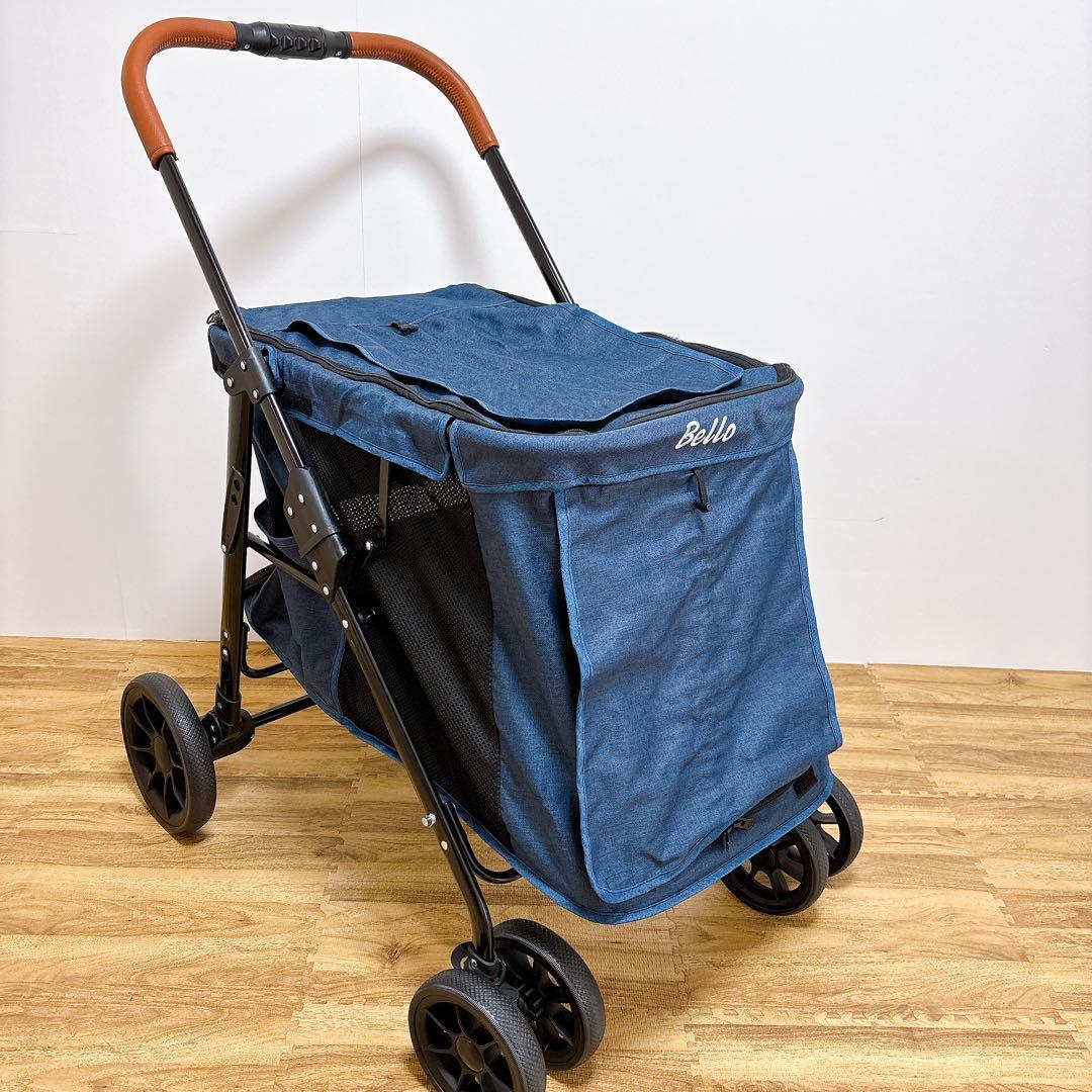 美品　Bello ペットカート デニム　犬用　ペットバギー　折りたたみ式