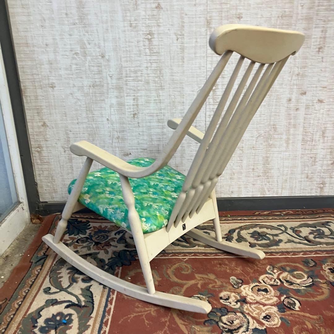 昭和レトロ 鳥取家具 花柄 木製 ロッキングチェア アームチェア ベントウッド