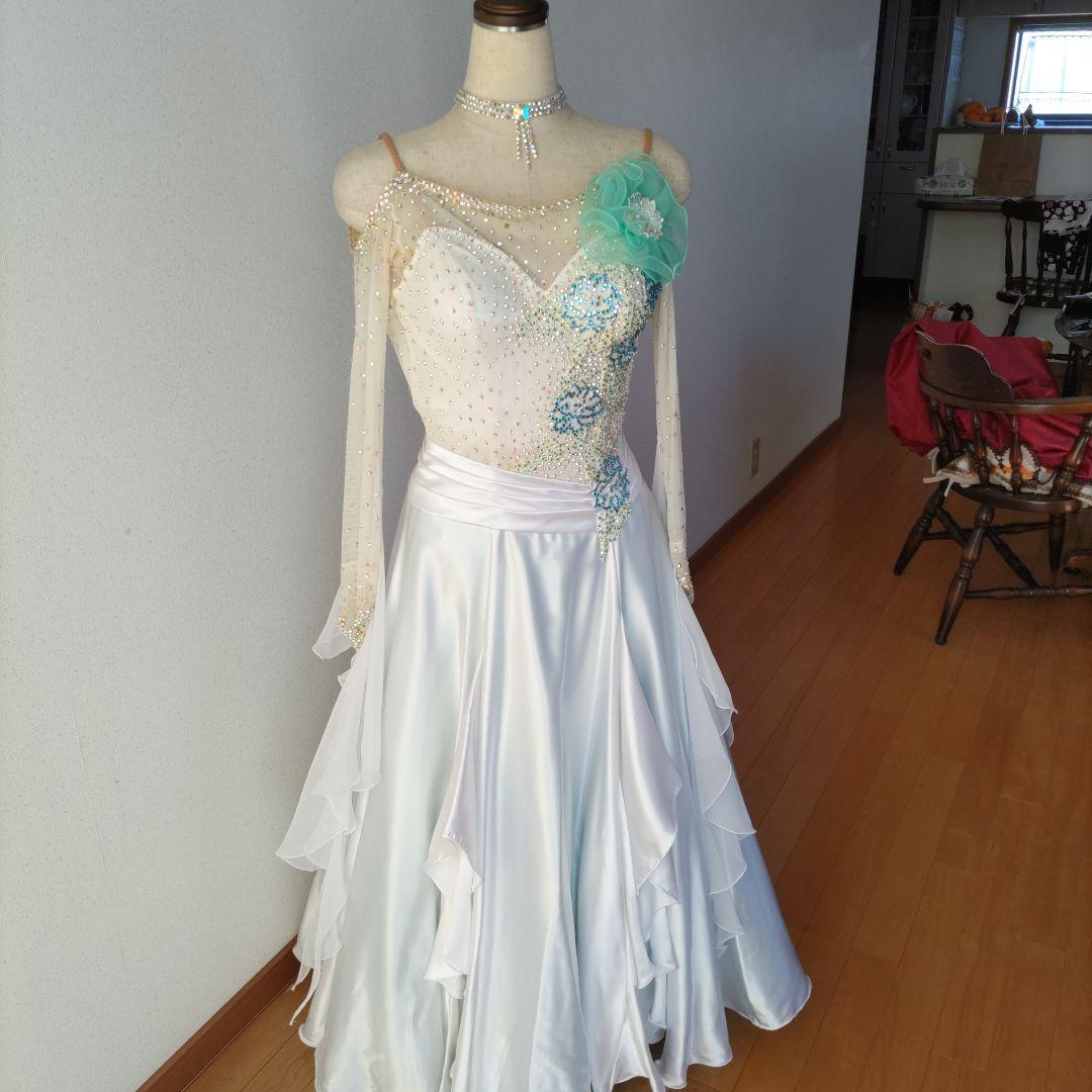 社交ダンス用ドレス ホワイトと水色